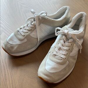 Vince Pasha 2 White Suede & Leather Sneakers, White, W7.5